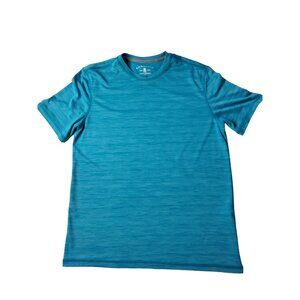 g.h.bass mens aqua color med pull over polyester short sleeve tee-shirt